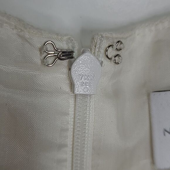 NOON BY NOOR 8 FRINGE SLEEVE POCKETS NAVY BLUE CREAM TEXTURED LINED LUXE DRESS - Picture 7 of 7